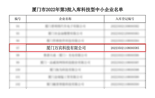 萬賓科技喜獲廈門市“專精特新”企業和“科技型中小企業”(圖2)